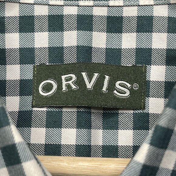 Orvis Mens Green & White Checkered Button-Up Shirt Long Sleeve Size L - Picture 2 of 6